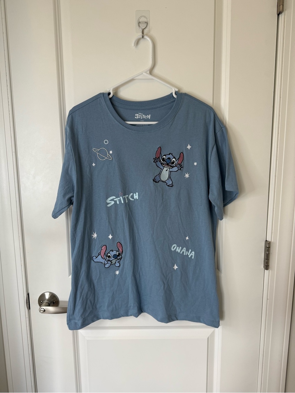 Disney Light Blue Stitch Embroidered Tee